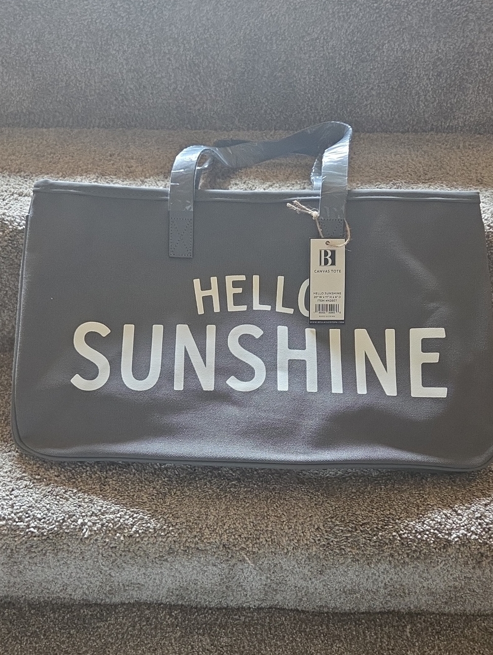 Hello Sunshine Canvas Tote Bag - Gray